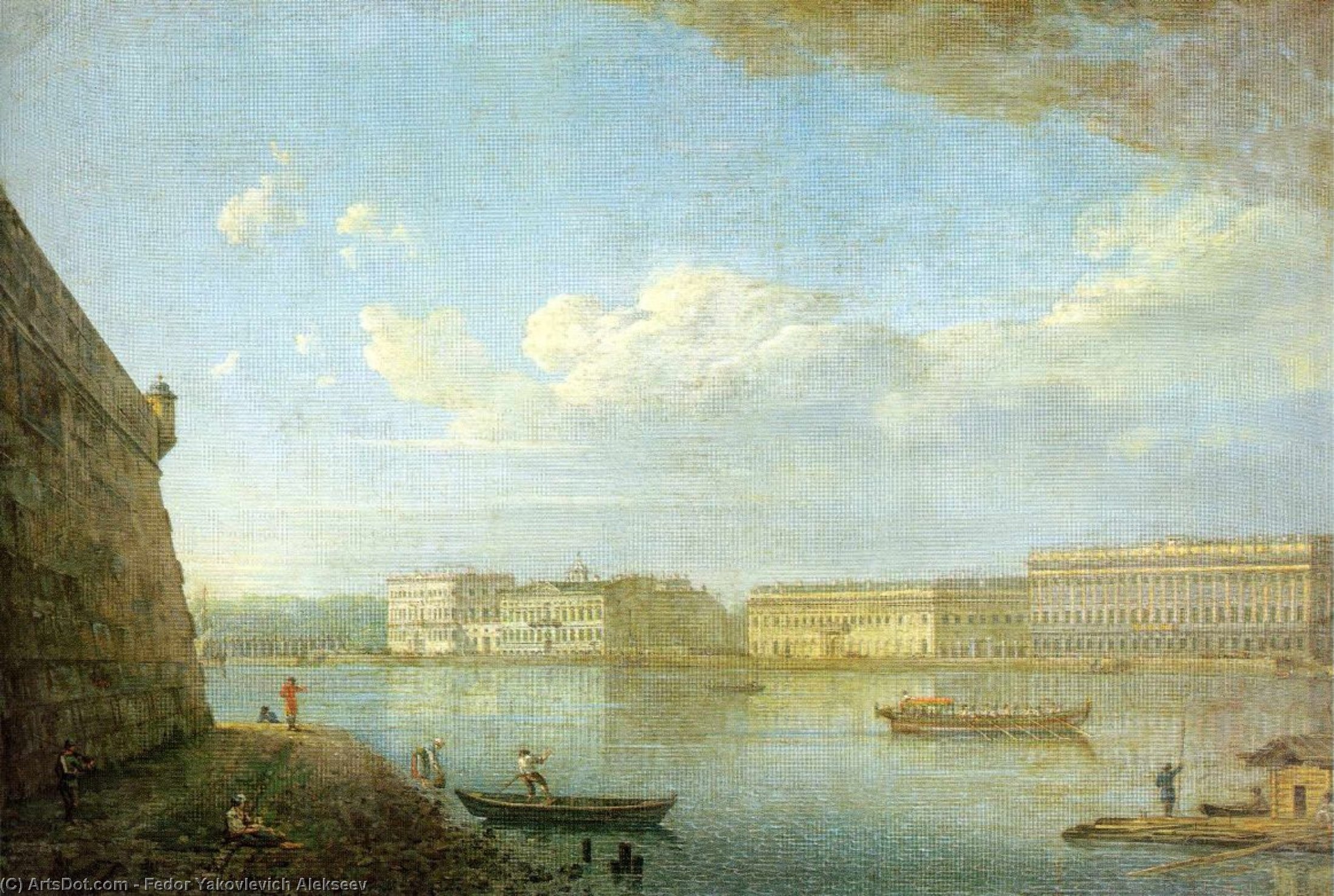 Wikioo.org - The Encyclopedia of Fine Arts - Painting, Artwork by Fedor Yakovlevich Alekseev - View of the Palace Sea-front From the Fortress of St. Peter and Paul
