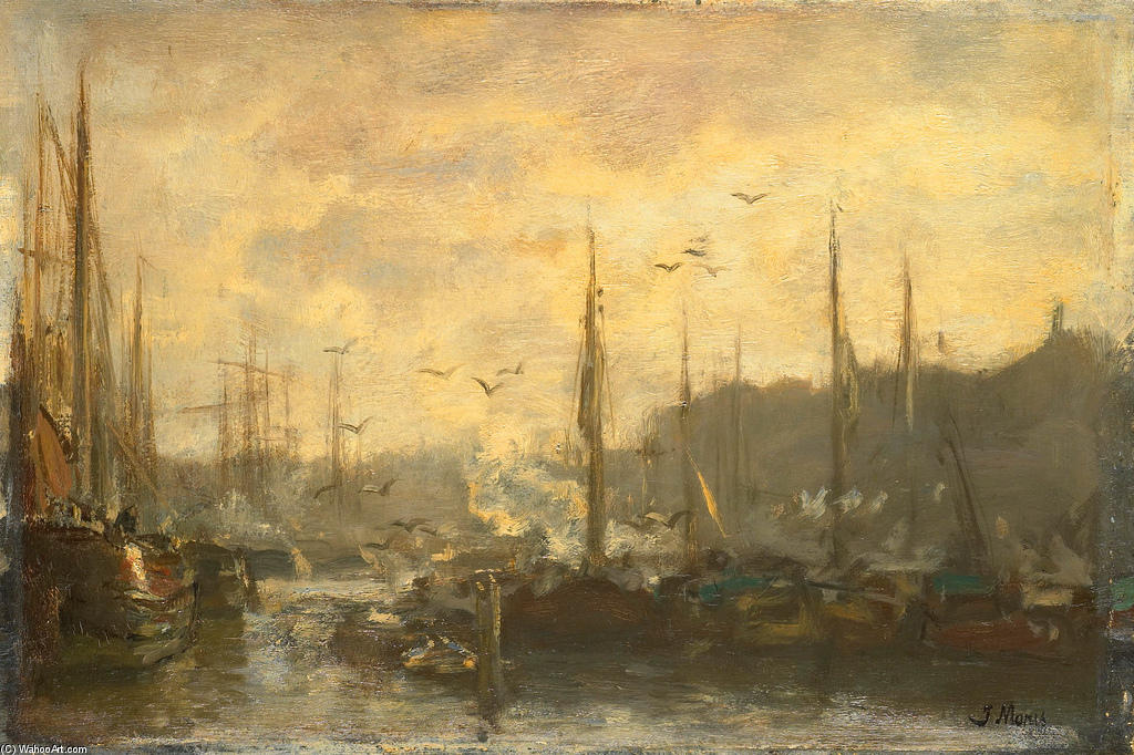 WikiOO.org - Encyclopedia of Fine Arts - Maľba, Artwork Jacob Henricus Maris - View of a Port