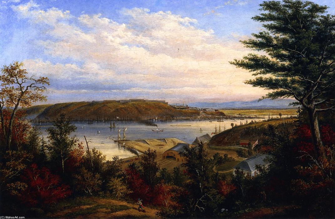 Wikioo.org - The Encyclopedia of Fine Arts - Painting, Artwork by Cornelius David Krieghoff - View of Quebec from the Grand Trunk Railway Station at Pointe-Lévis