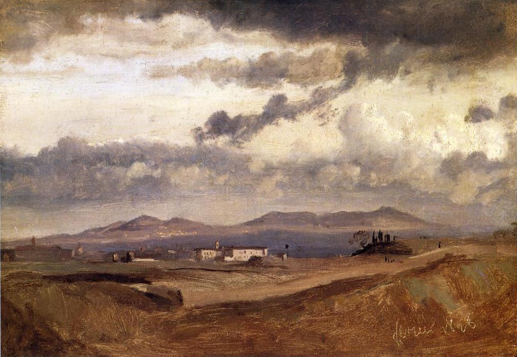 WikiOO.org - Encyclopedia of Fine Arts - Lukisan, Artwork Jean Baptiste Camille Corot - View of the Roman Compagna