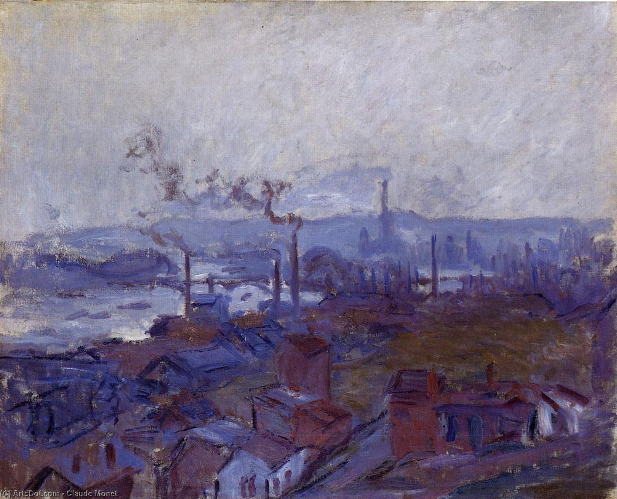 Wikioo.org - Encyklopedia Sztuk Pięknych - Malarstwo, Grafika Claude Monet - View of Rouen from the Cote Sainte-Catherine