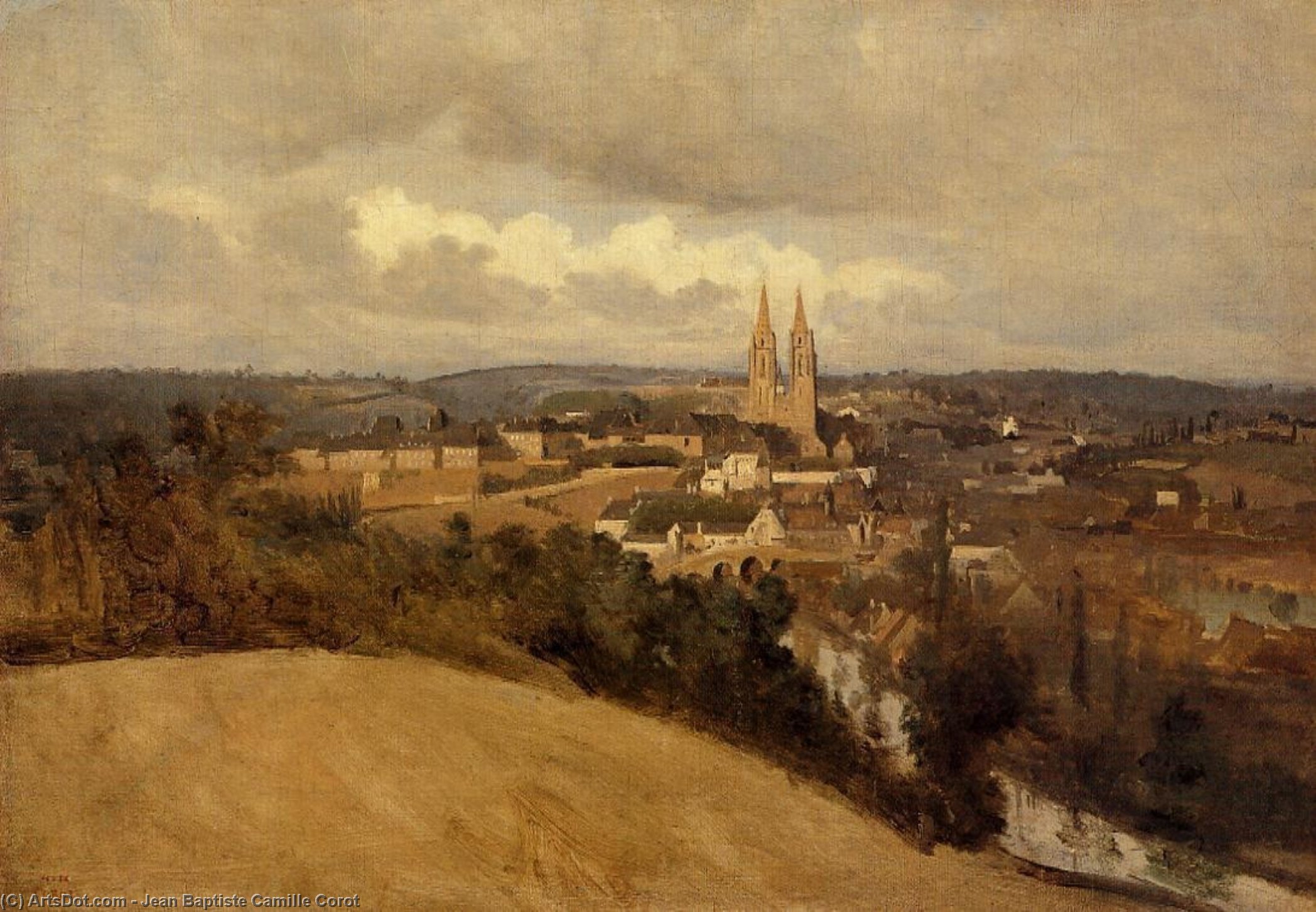 Wikioo.org - The Encyclopedia of Fine Arts - Painting, Artwork by Jean Baptiste Camille Corot - View of Saint-Lo