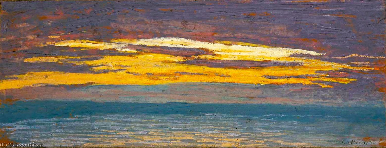 Wikioo.org - สารานุกรมวิจิตรศิลป์ - จิตรกรรม Claude Monet - View of the Sea at Sunset