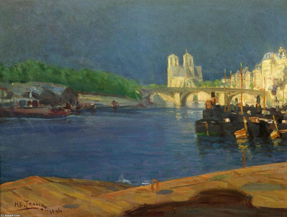 Wikioo.org - The Encyclopedia of Fine Arts - Painting, Artwork by Henry Ossawa Tanner - View of the Seine Looking toward Notre Dame