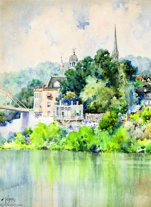 Wikioo.org - The Encyclopedia of Fine Arts - Painting, Artwork by Paul Sawyier - View of the Singing Bridge, Frankfort, KY
