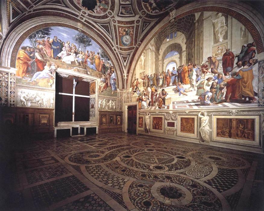 Wikoo.org - موسوعة الفنون الجميلة - اللوحة، العمل الفني Raphael (Raffaello Sanzio Da Urbino) - View of the Stanza della Segnatura