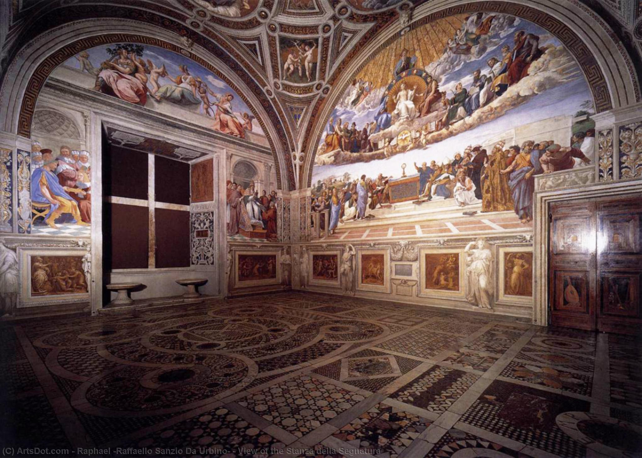 Wikioo.org – L'Encyclopédie des Beaux Arts - Peinture, Oeuvre de Raphael (Raffaello Sanzio Da Urbino) - Vue de chambre de la signature