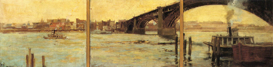 Wikioo.org - The Encyclopedia of Fine Arts - Painting, Artwork by Paul Cornoyer - A View of St. Louis: A Triptych