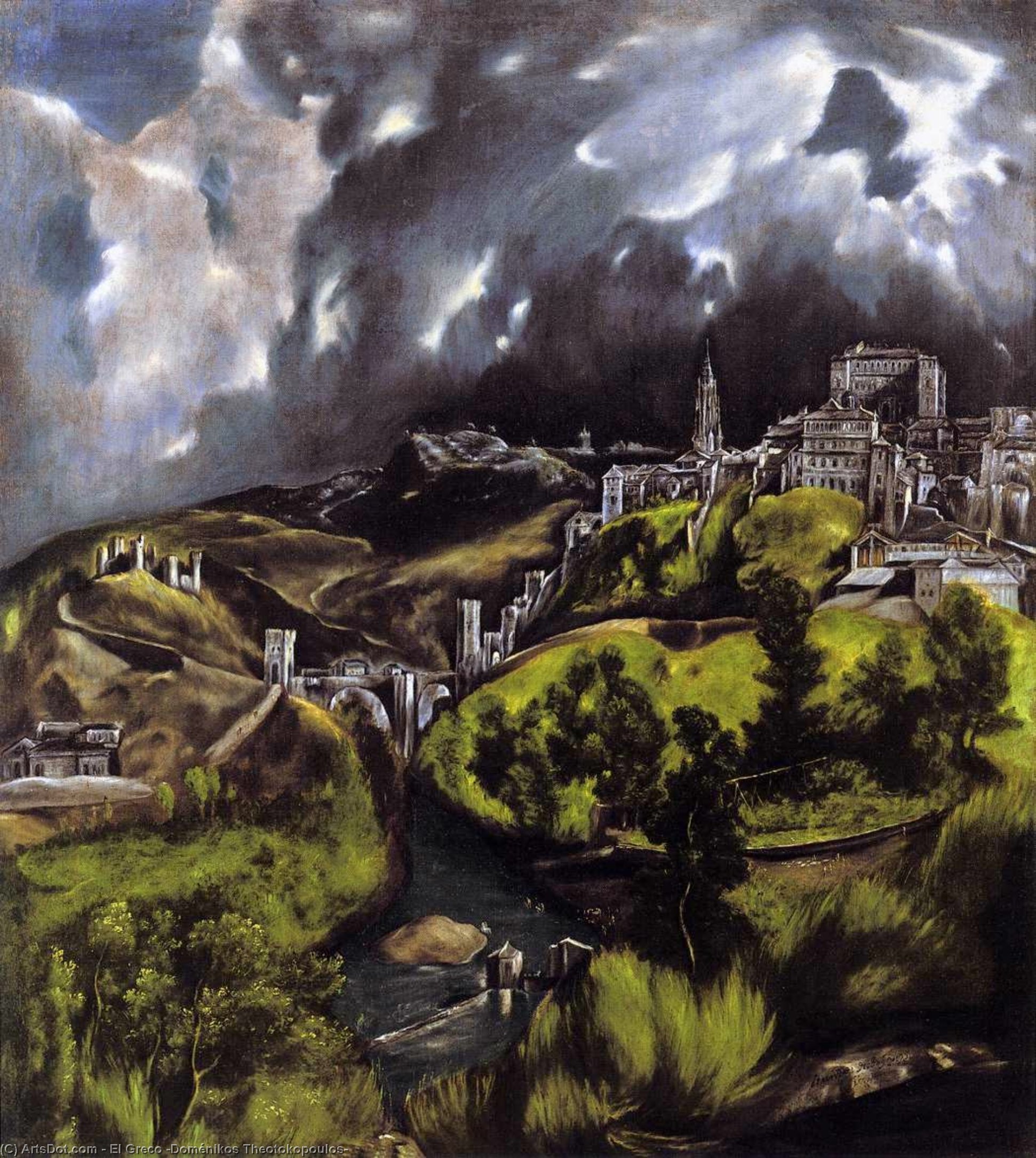WikiOO.org - Encyclopedia of Fine Arts - Malba, Artwork El Greco (Doménikos Theotokopoulos) - A View of Toledo