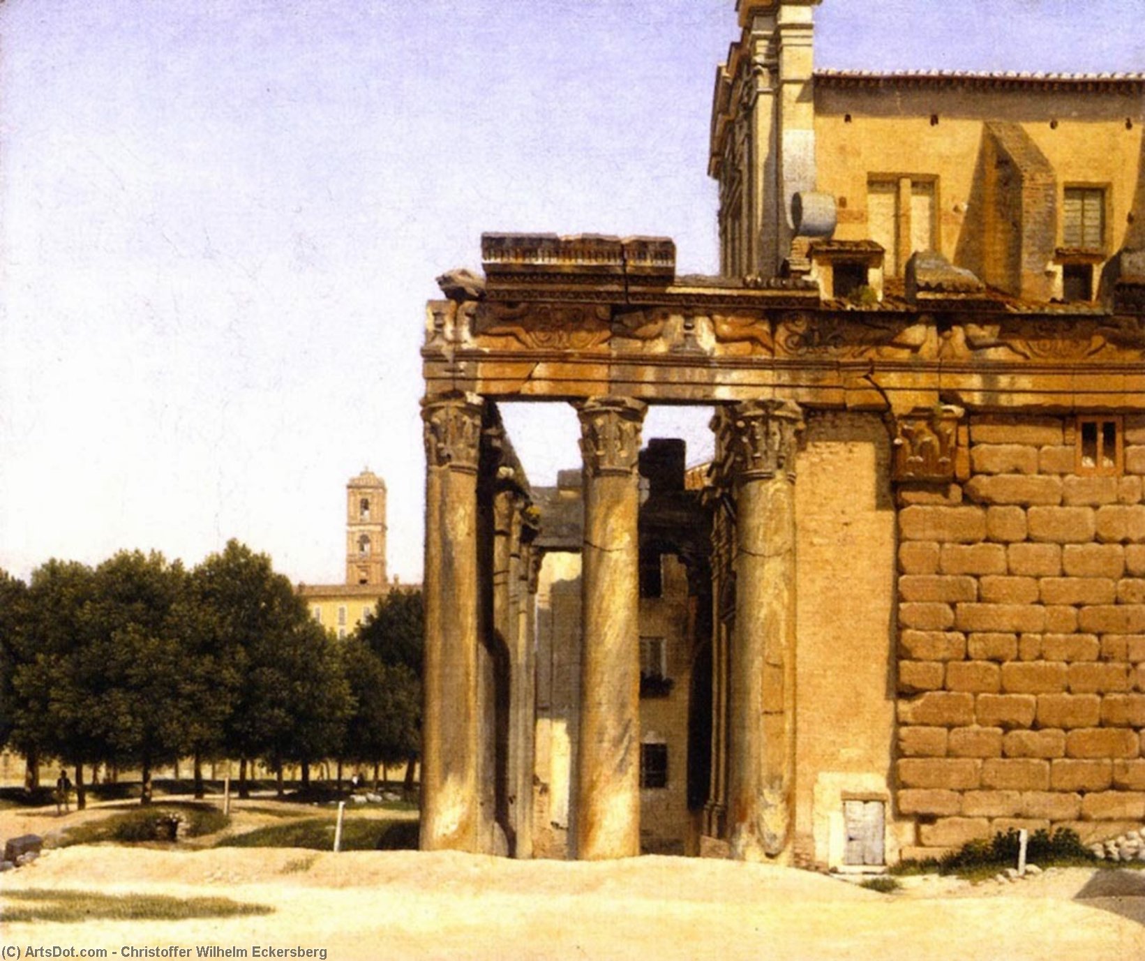 Wikioo.org - The Encyclopedia of Fine Arts - Painting, Artwork by Christoffer Wilhelm Eckersberg - View of the Via Sacra, Rome