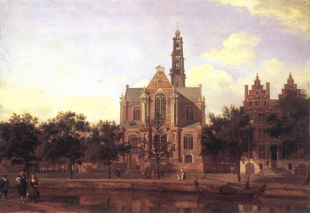 Wikoo.org - موسوعة الفنون الجميلة - اللوحة، العمل الفني Jan Van Der Heyden - View of the Westerkerk, Amsterdam