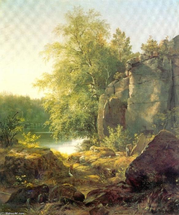 WikiOO.org - Encyclopedia of Fine Arts - Schilderen, Artwork Ivan Ivanovich Shishkin - View on the island Valaam (etude)