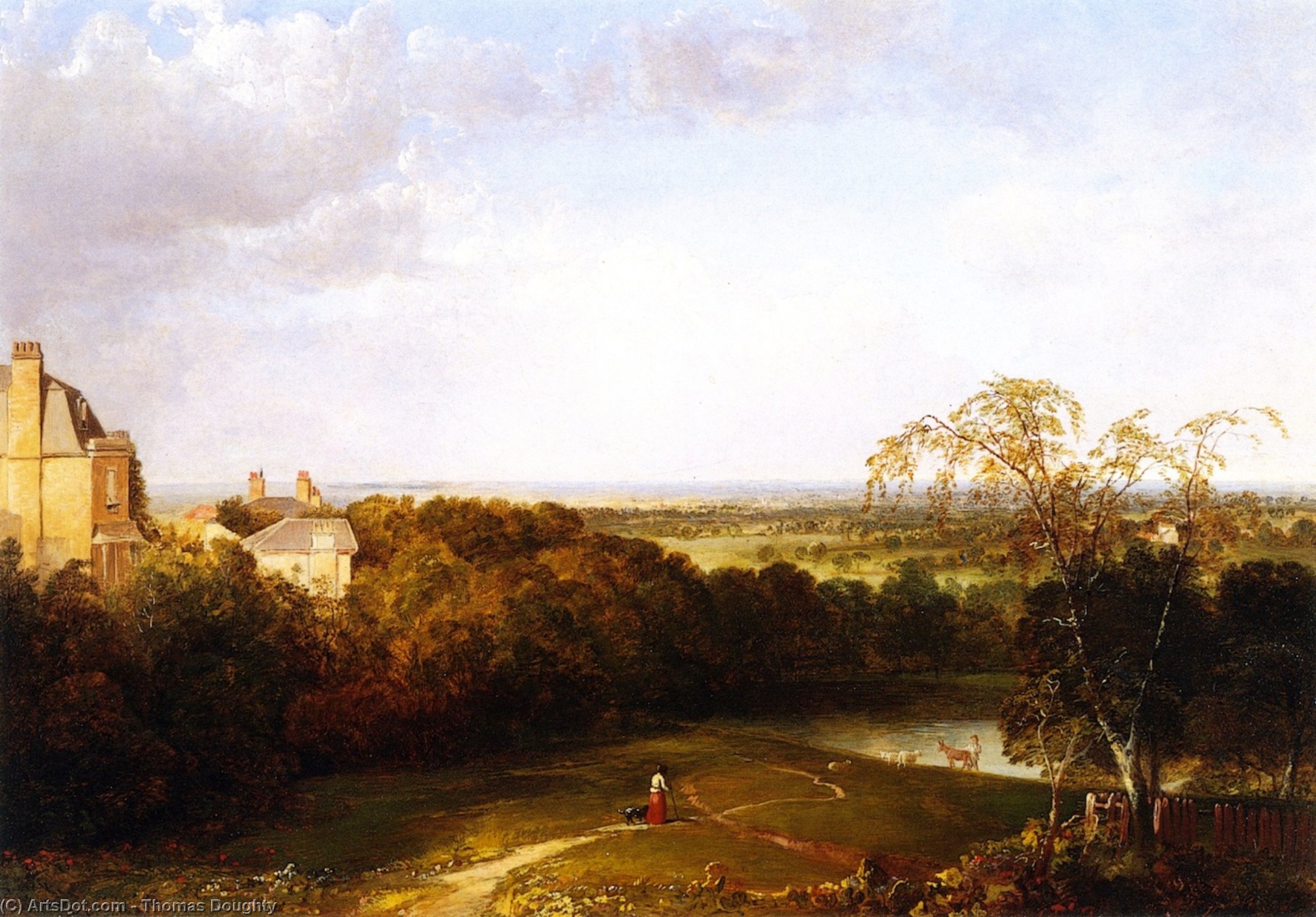 WikiOO.org - Encyclopedia of Fine Arts - Målning, konstverk Thomas Doughty - View Toward London from Hampstead Heath