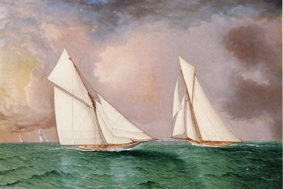 WikiOO.org - Encyclopedia of Fine Arts - Schilderen, Artwork James Edward Buttersworth - 'Vigilant' and 'Valkyrie II' in the 1893 America's Cup Race
