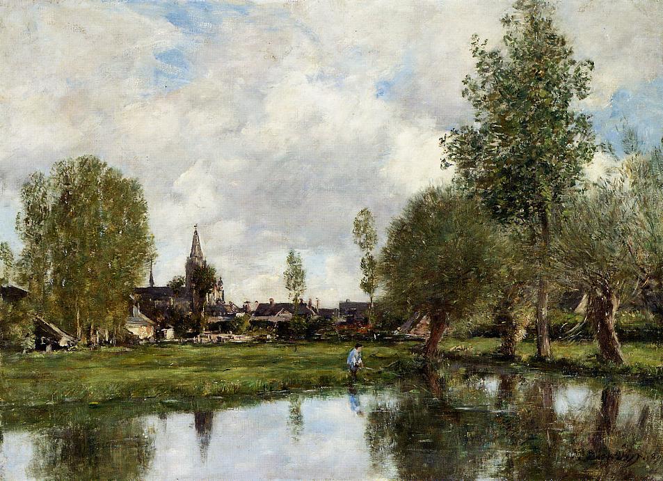 WikiOO.org - Εγκυκλοπαίδεια Καλών Τεχνών - Ζωγραφική, έργα τέχνης Eugène Louis Boudin - Village around Dunkirk