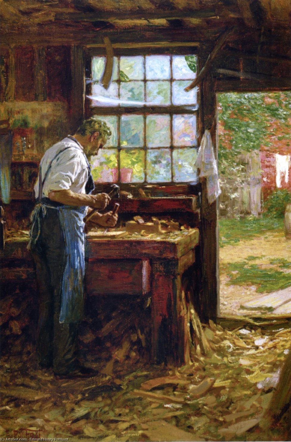 WikiOO.org - Enciclopédia das Belas Artes - Pintura, Arte por Edward Henry Potthast - The Village Carpenter