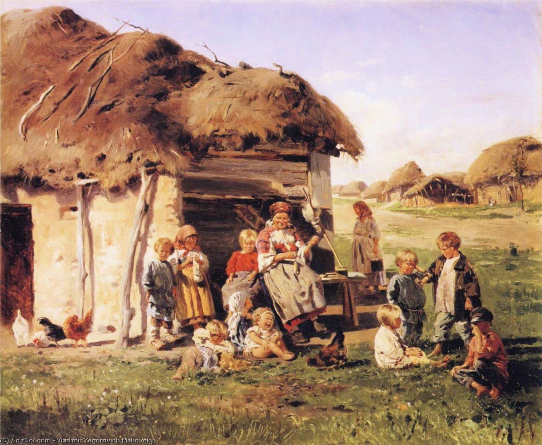 Wikioo.org - The Encyclopedia of Fine Arts - Painting, Artwork by Vladimir Yegorovich Makovsky - The Village Children