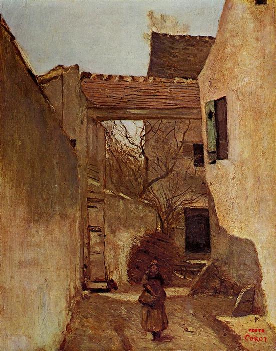 Wikioo.org - The Encyclopedia of Fine Arts - Painting, Artwork by Jean Baptiste Camille Corot - Village Corner, Ecouen (also known as Seine and Oise)