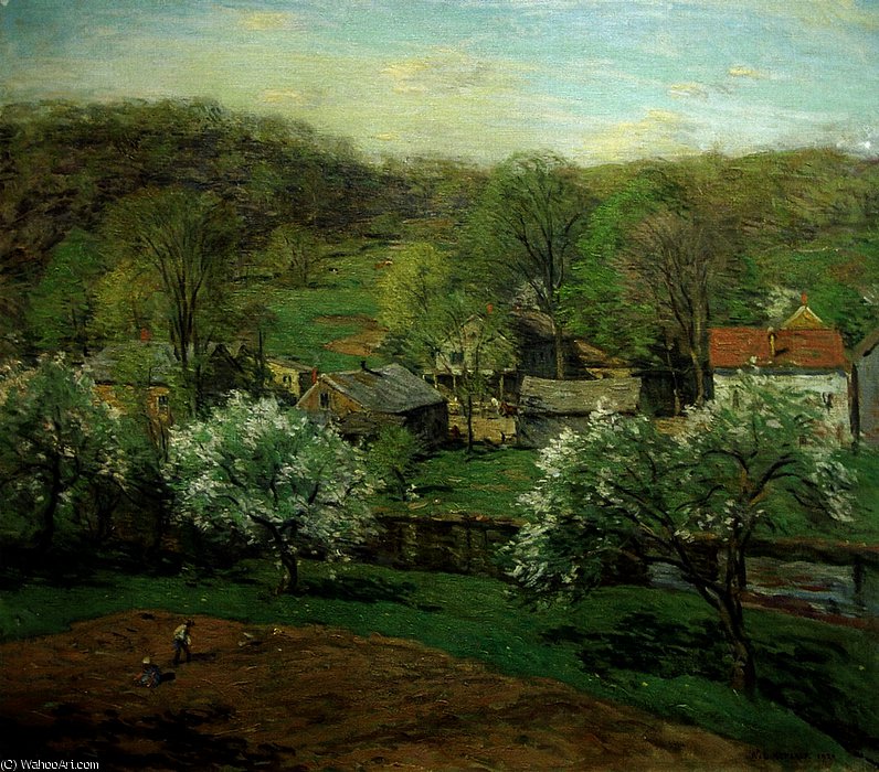 Wikioo.org - The Encyclopedia of Fine Arts - Painting, Artwork by Willard Leroy Metcalf - The Village in Late Spring