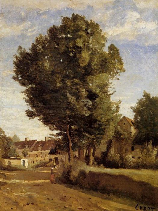 WikiOO.org - Εγκυκλοπαίδεια Καλών Τεχνών - Ζωγραφική, έργα τέχνης Jean Baptiste Camille Corot - A Village near Beauvais