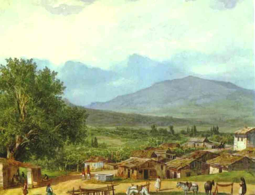 Wikioo.org - The Encyclopedia of Fine Arts - Painting, Artwork by Karl Pavlovich Brulloff - Village of San Rocco near the Town of Corfu