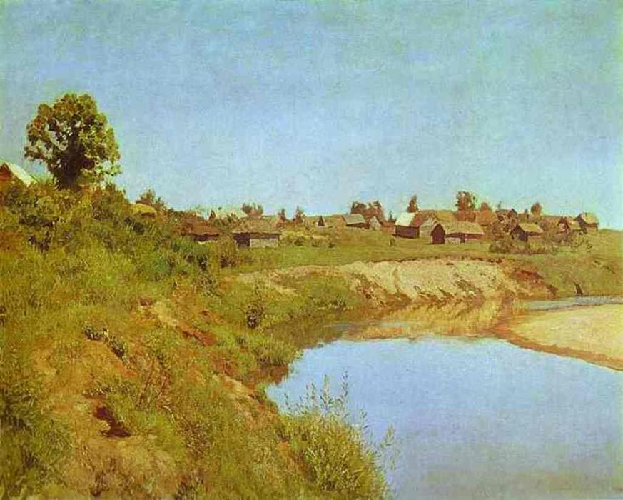 Wikioo.org - The Encyclopedia of Fine Arts - Painting, Artwork by Isaak Ilyich Levitan - Village on the Bank of a River