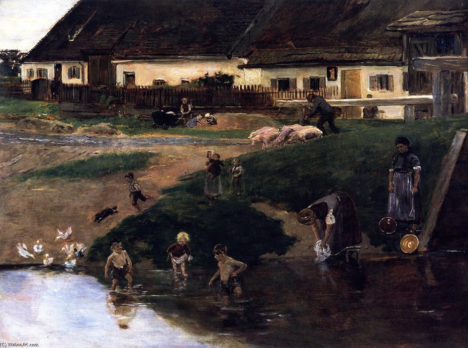 Wikioo.org - The Encyclopedia of Fine Arts - Painting, Artwork by Max Liebermann - Village Pond in Etzenhauser - Village Idyll