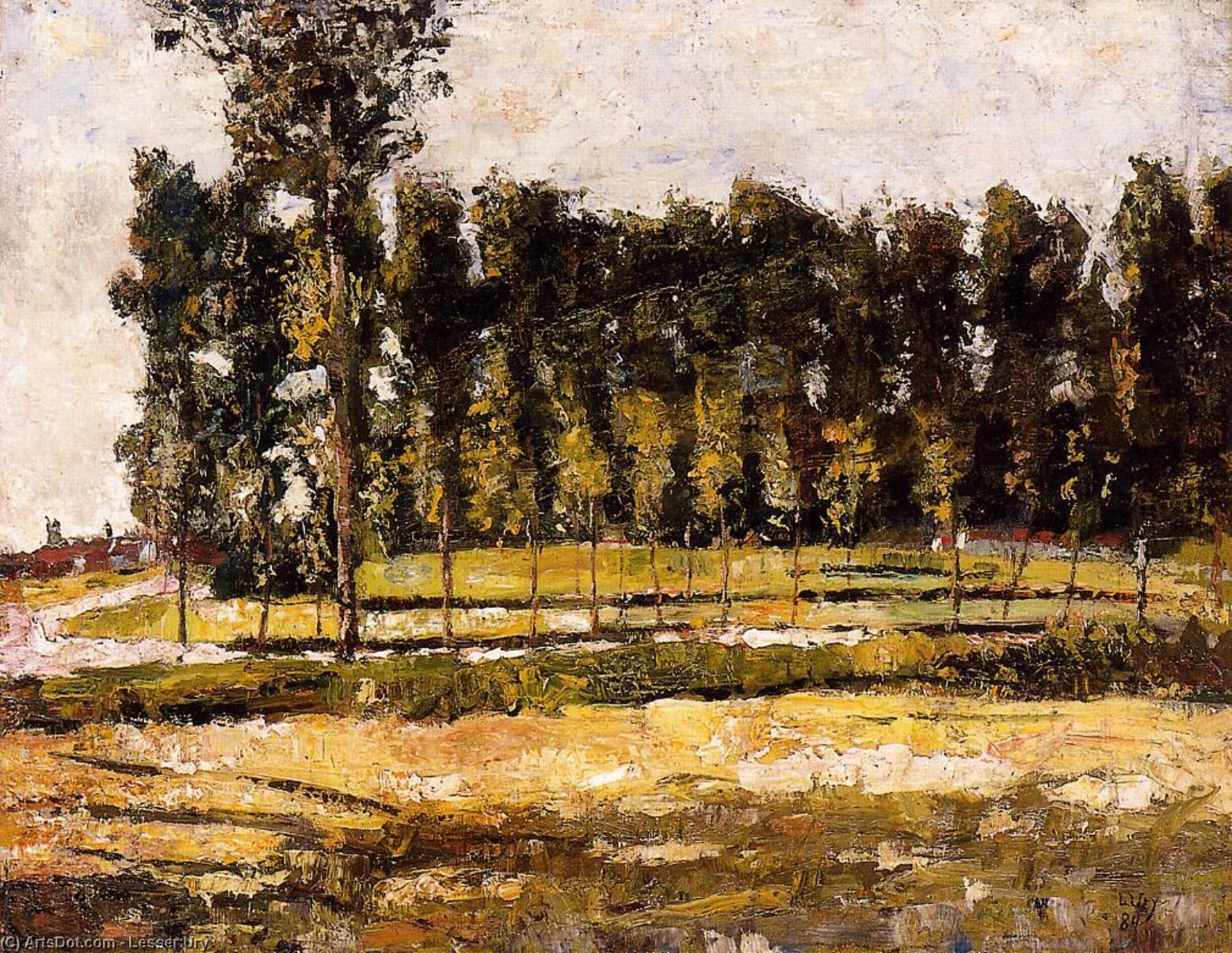 Wikioo.org - The Encyclopedia of Fine Arts - Painting, Artwork by Lesser Ury - Village Road at the Edge of the Forest