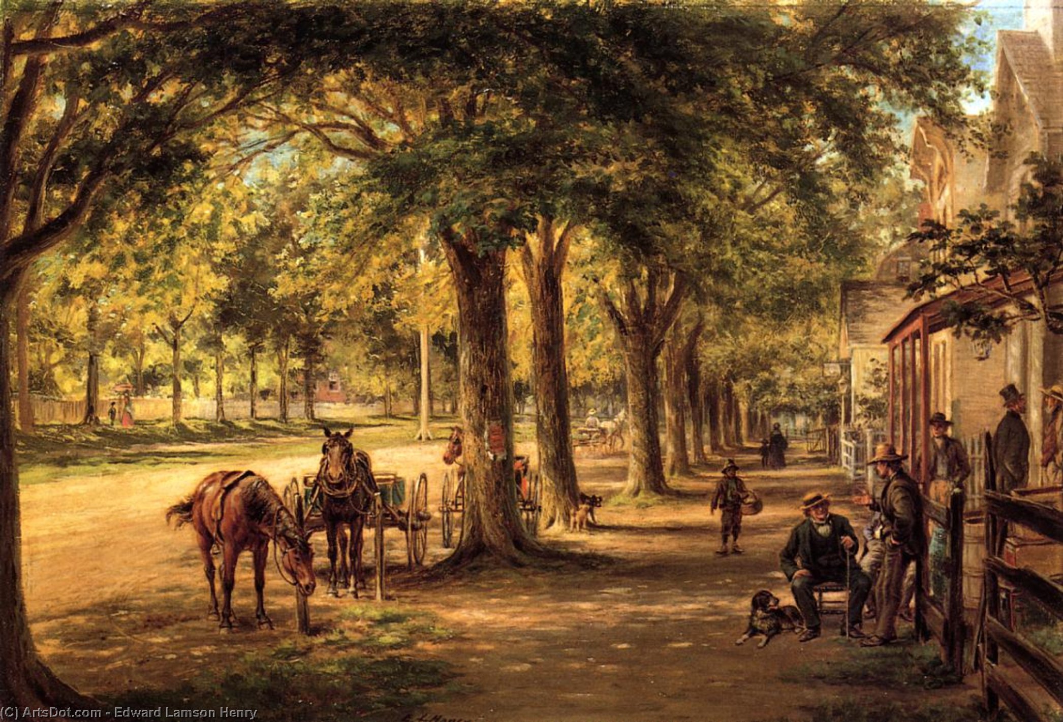 Wikioo.org - The Encyclopedia of Fine Arts - Painting, Artwork by Edward Lamson Henry - The Village Street