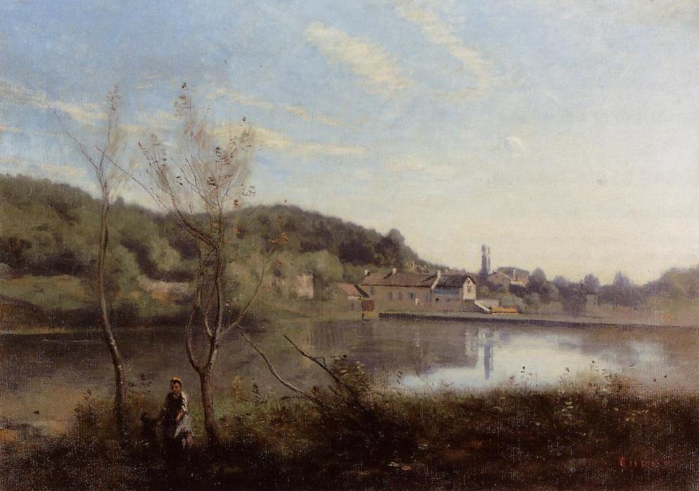 WikiOO.org - Εγκυκλοπαίδεια Καλών Τεχνών - Ζωγραφική, έργα τέχνης Jean Baptiste Camille Corot - Ville d'Avray, the Large Pond and Villas