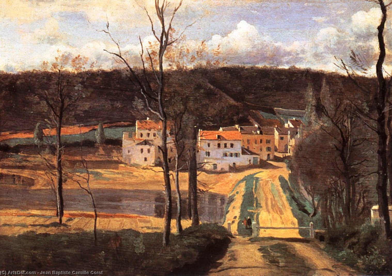Wikioo.org - The Encyclopedia of Fine Arts - Painting, Artwork by Jean Baptiste Camille Corot - Ville d'Avray - the Pond and the Cabassud House
