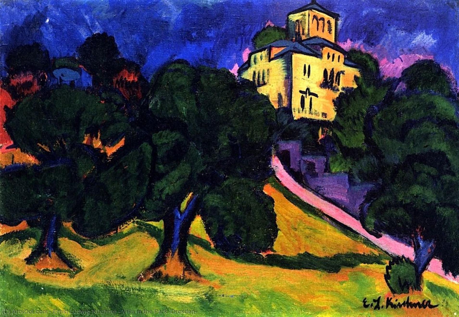 Wikioo.org - The Encyclopedia of Fine Arts - Painting, Artwork by Ernst Ludwig Kirchner - Villa in the Park (Dresden)