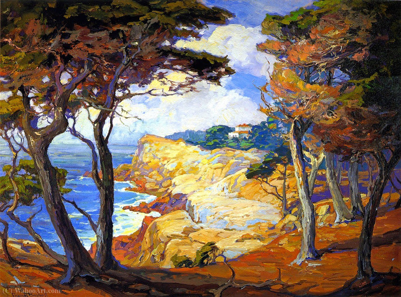Wikioo.org - The Encyclopedia of Fine Arts - Painting, Artwork by Franz Bischoff - A Villa on the Monterey Coast