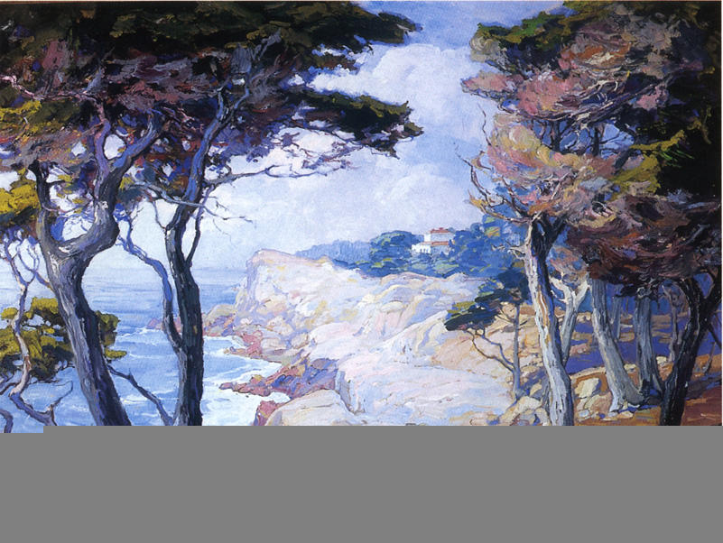 Wikioo.org - The Encyclopedia of Fine Arts - Painting, Artwork by Franz Bischoff - A Villa on the Monterey Coast