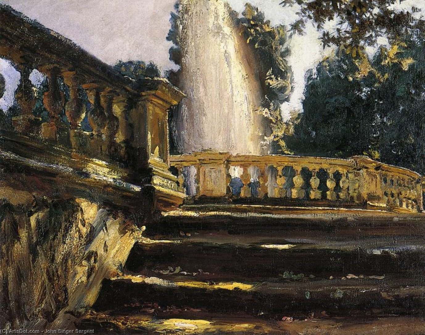 Wikioo.org - The Encyclopedia of Fine Arts - Painting, Artwork by John Singer Sargent - Villa Torlonia Fountain