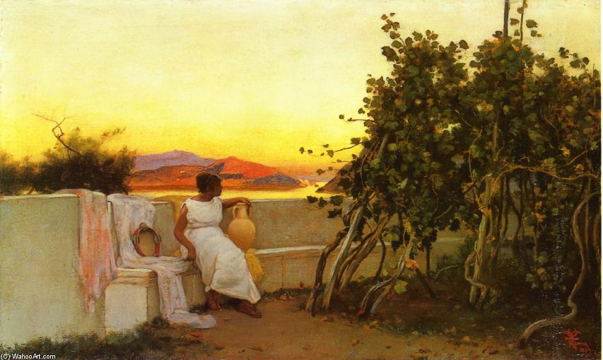 Wikioo.org – L'Enciclopedia delle Belle Arti - Pittura, Opere di Charles Caryl Coleman - Annata Volta in un Capri Giardino