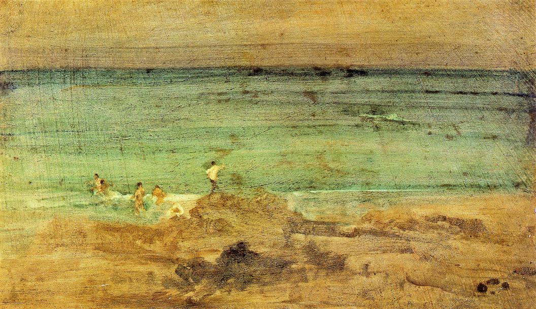 Wikioo.org - The Encyclopedia of Fine Arts - Painting, Artwork by James Abbott Mcneill Whistler - Violet and Blue: The Little Bathers, Perosquerie