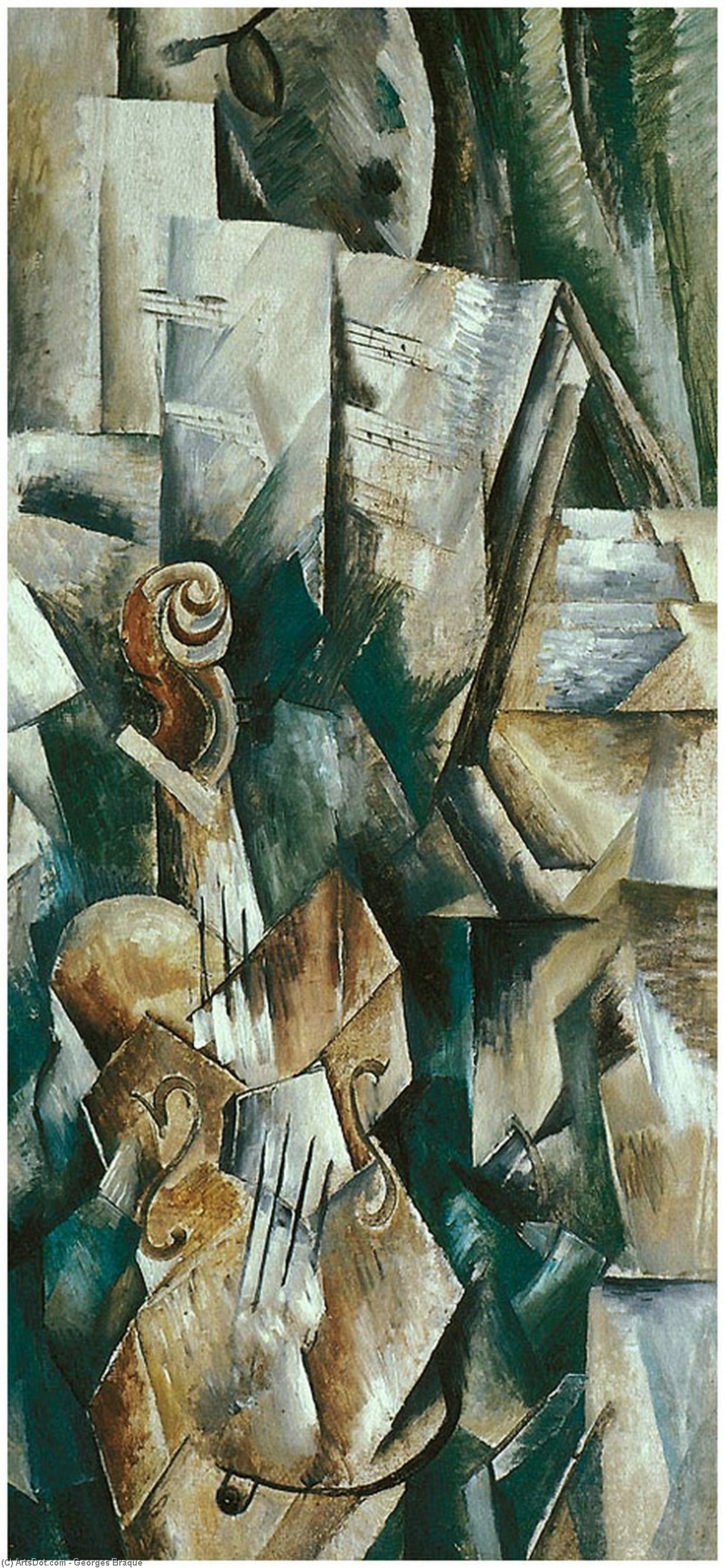 Wikioo.org – La Enciclopedia de las Bellas Artes - Pintura, Obras de arte de Georges Braque - violín y paleta