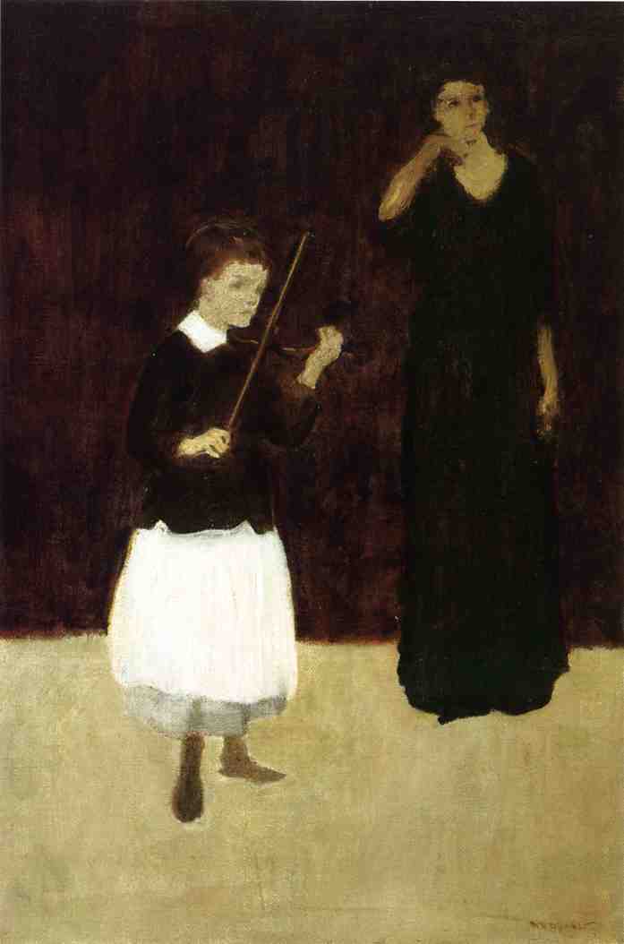 Wikioo.org - The Encyclopedia of Fine Arts - Painting, Artwork by Arthur Bowen Davies - The Violin Lesson