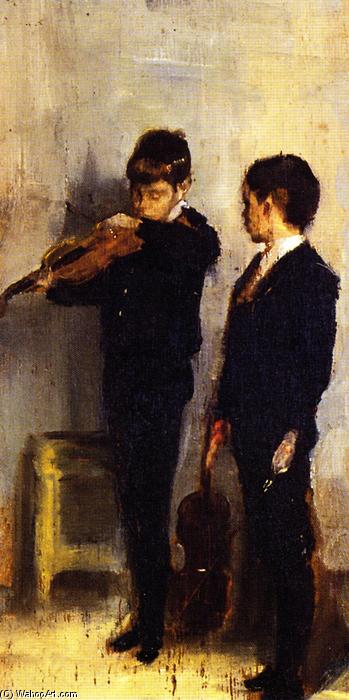 WikiOO.org - Encyclopedia of Fine Arts - Maľba, Artwork Thomas William Roberts - The Violin Lesson