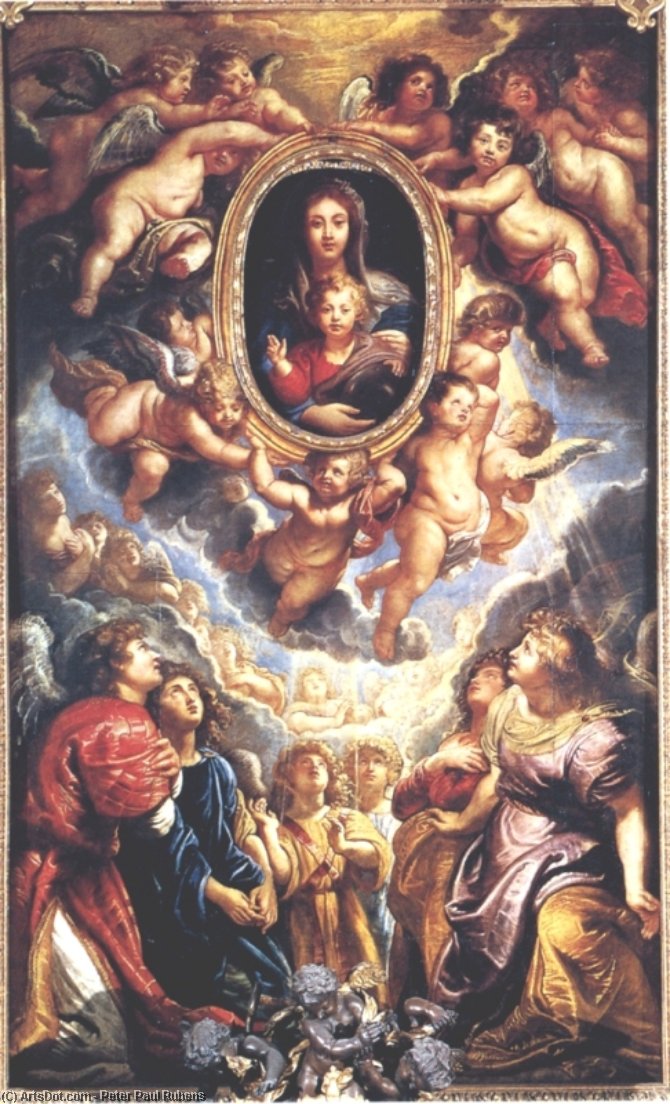 Wikioo.org - The Encyclopedia of Fine Arts - Painting, Artwork by Peter Paul Rubens - Virgin and Child Adored By Angels