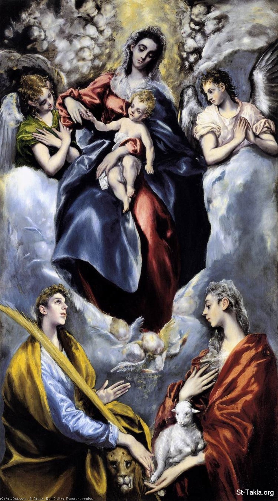 WikiOO.org - Encyclopedia of Fine Arts - Malba, Artwork El Greco (Doménikos Theotokopoulos) - The Virgin and Child with St. Martina and St. Agnes