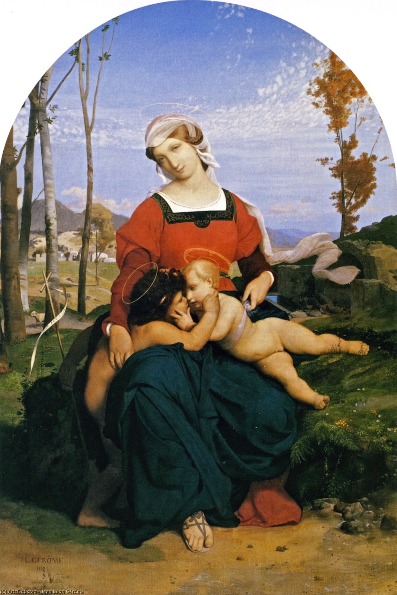 WikiOO.org - Enciclopédia das Belas Artes - Pintura, Arte por Jean Léon Gérôme - The Virgin, The Infant Jesus, and Saint John