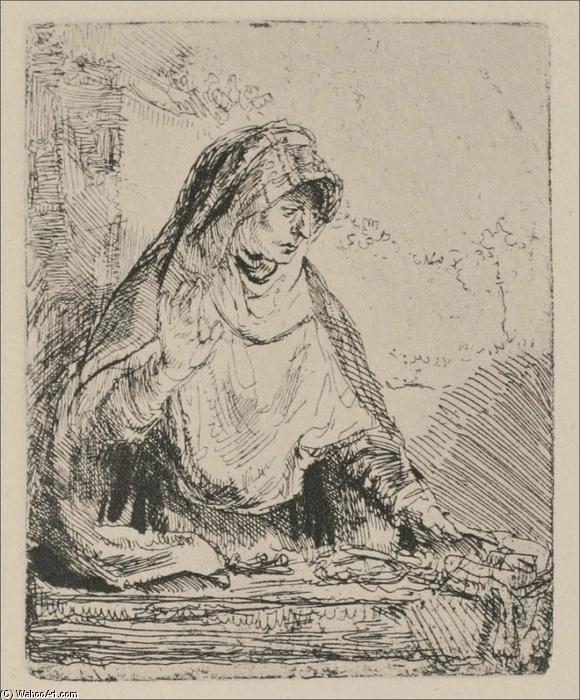 WikiOO.org - Encyclopedia of Fine Arts - Lukisan, Artwork Rembrandt Van Rijn - The Virgin Mourning the Death of Jesus