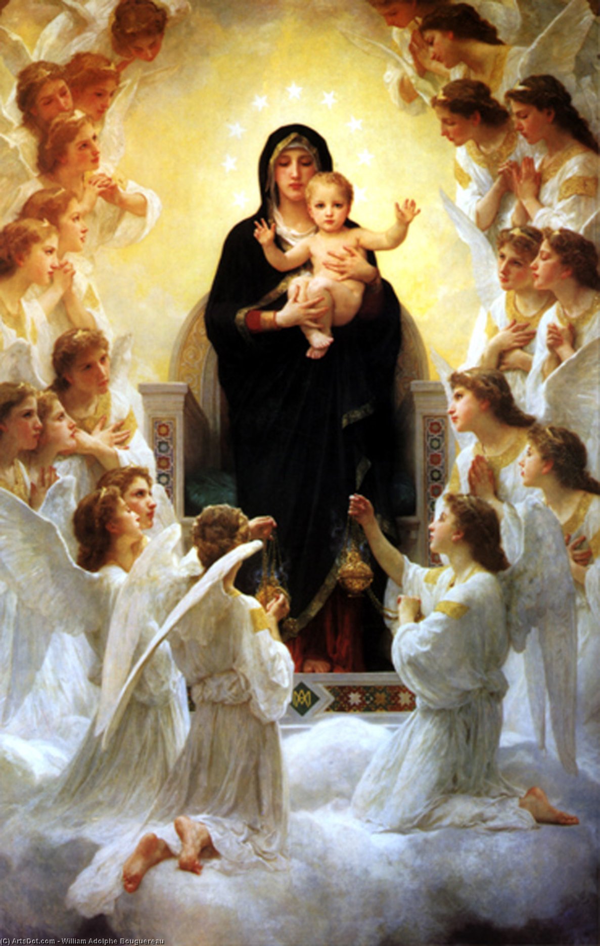 Wikioo.org - The Encyclopedia of Fine Arts - Painting, Artwork by William Adolphe Bouguereau - The Virgin With Angels