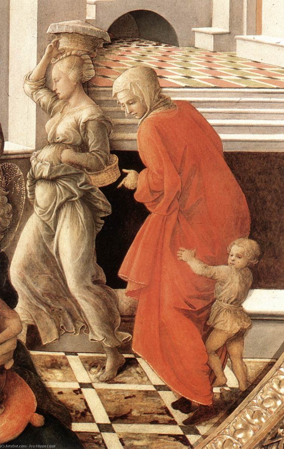 WikiOO.org – 美術百科全書 - 繪畫，作品 Fra Filippo Lippi - 处女  与  孩子 和场景 从生活 圣 安妮 ( 详细 )