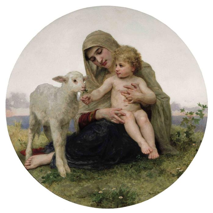 Wikioo.org – L'Enciclopedia delle Belle Arti - Pittura, Opere di William Adolphe Bouguereau - la vergine con  Antartico  agnello