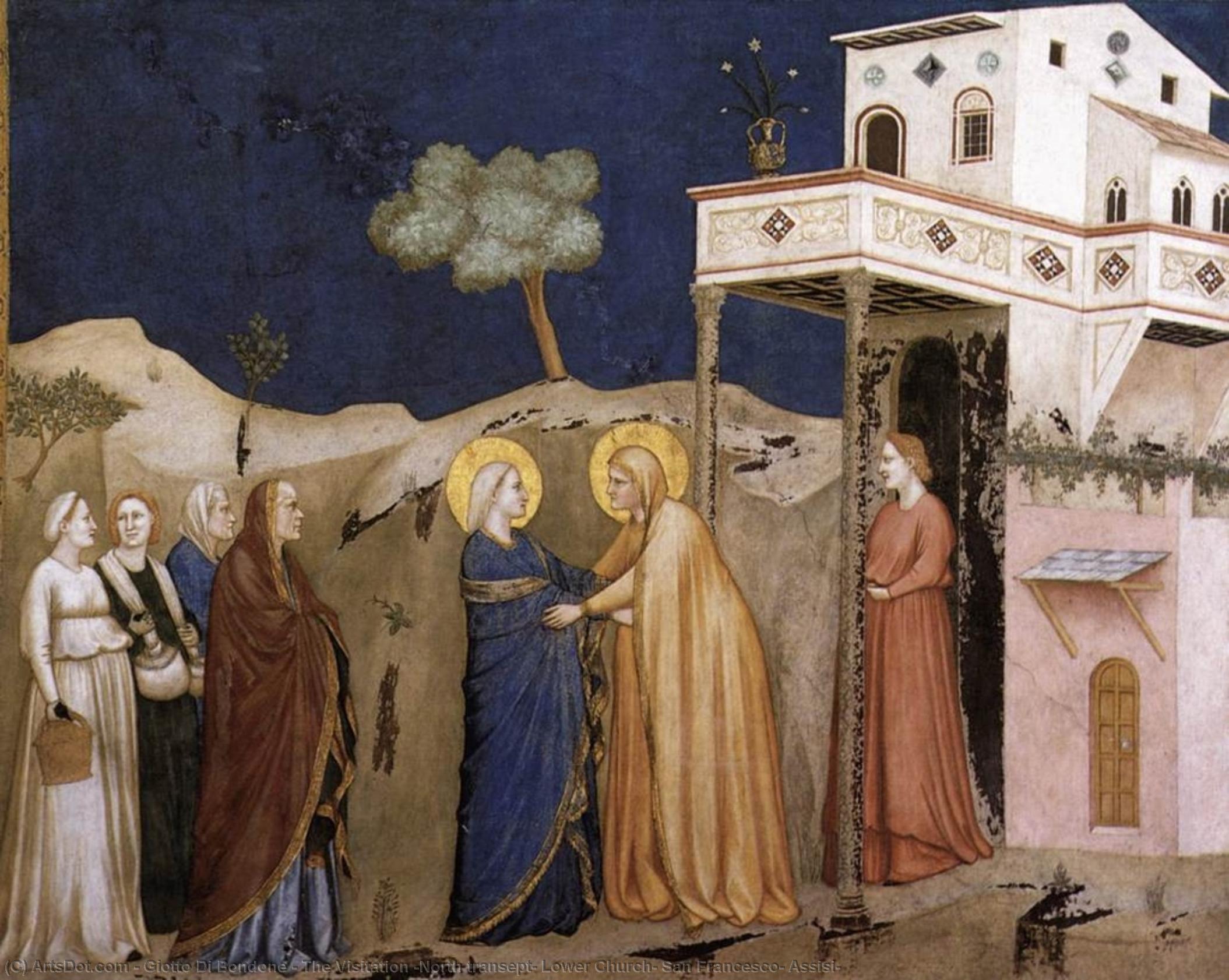 Wikioo.org – La Enciclopedia de las Bellas Artes - Pintura, Obras de arte de Giotto Di Bondone - la visitación ( Transepto norte , iglesia baja , san francisco , Asís )