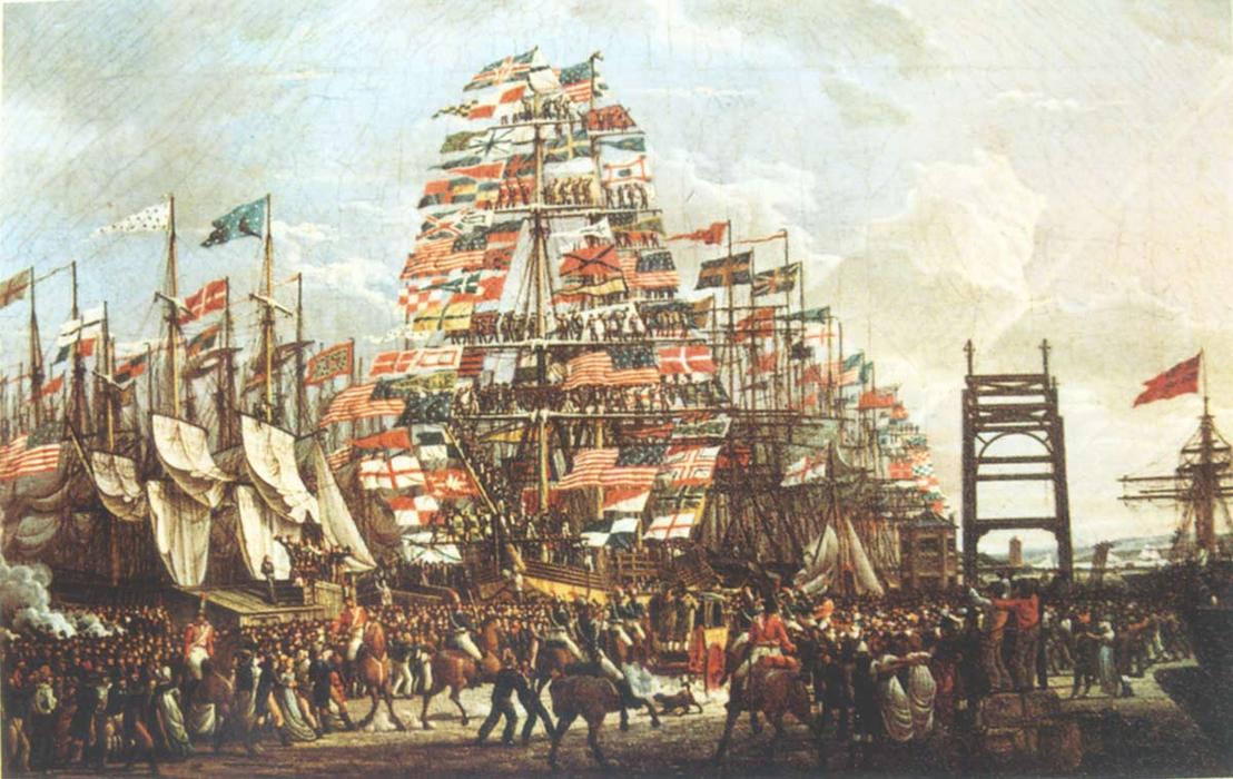Wikioo.org - The Encyclopedia of Fine Arts - Painting, Artwork by Robert Salmon - Visit of the Prince of Wales to Liverpool, 18 September, 1806