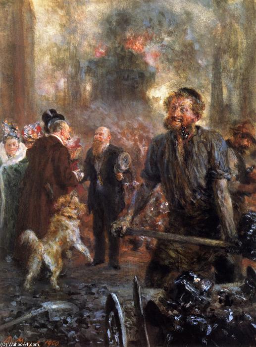 Wikioo.org - The Encyclopedia of Fine Arts - Painting, Artwork by Adolph Menzel - Visit to the Forge